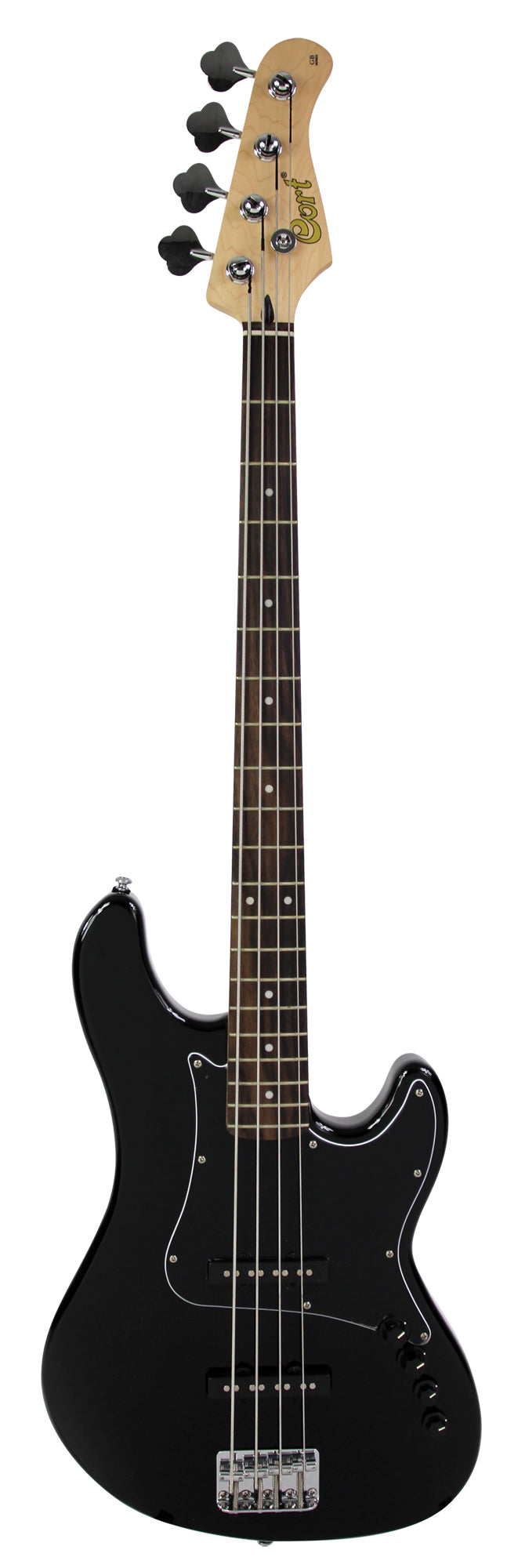 GB34JJ, 4 cordes, corps peuplier, manche érable, 2 micros simples Jazz, électronique active 2 bandes, noir brillant