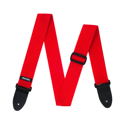Courroie nylon modèle POLY BLACK, extrémités cuir, largeur 5 cm, rouge