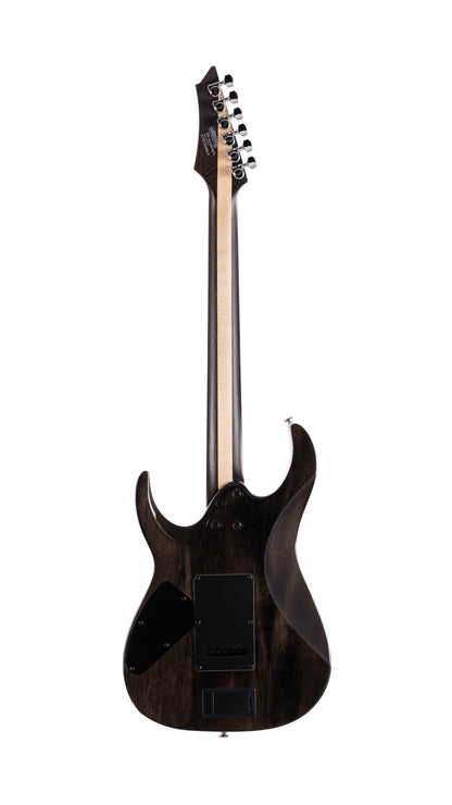 X700 Duality II, corps acajou, table érable flammé, touche ébène, trémolo CFA-III, micros Fishman Fluence, housse, lava burst