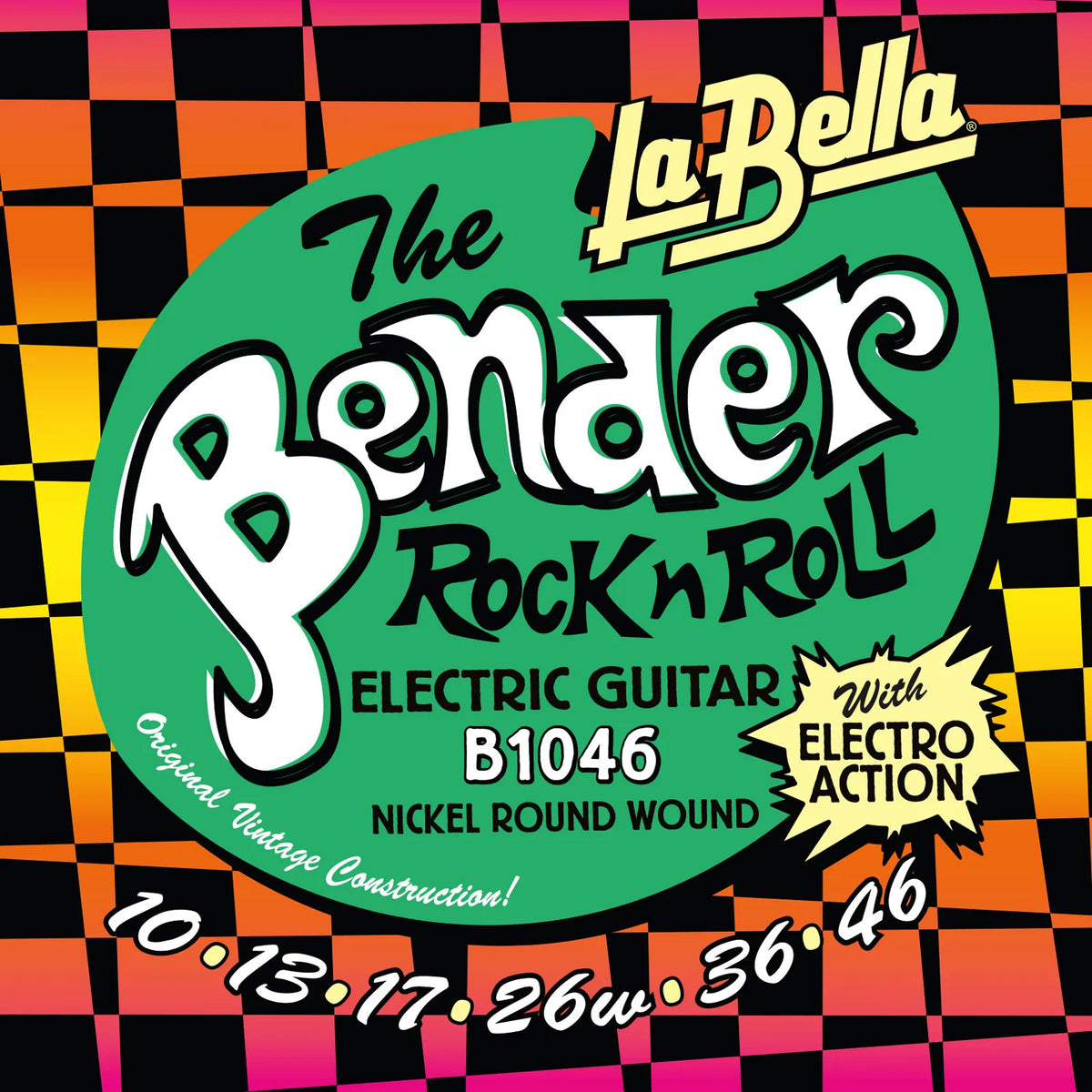 Jeu pour guitare électrique THE BENDER, acier plaqué nickel, Bender (10-13-17-26-36-46), nickel filé rond