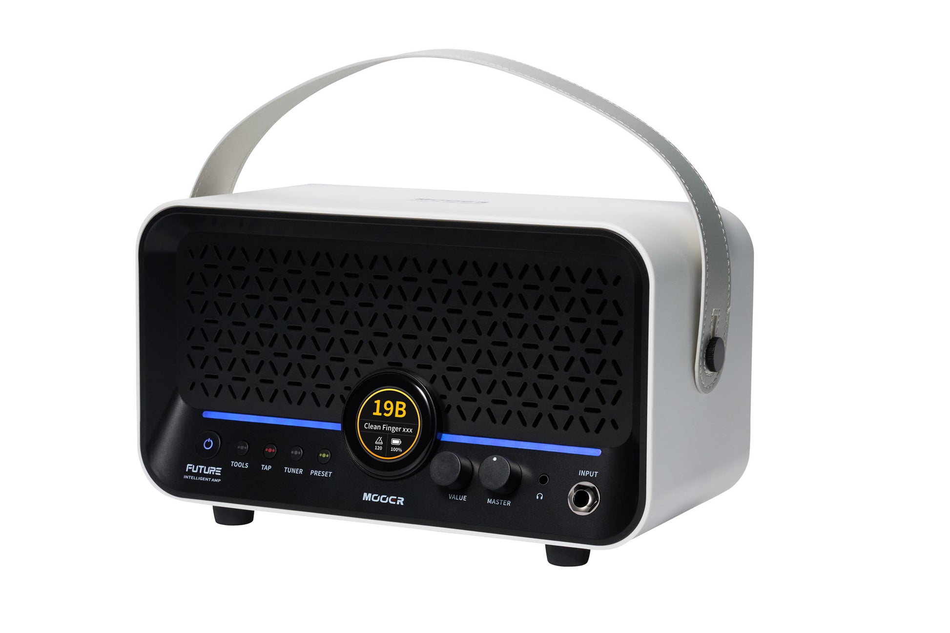 Ampli F15i Li, 15W, écran tactile, 55 modélisations d'amplis, 69 effets, batterie rechargeable, Bluetooth, USB-C, blanc