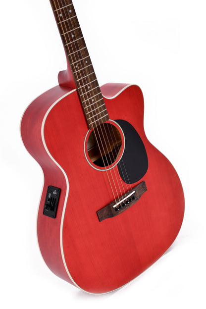 Modèle 000C-10E-TRD, Forme 000 pan coupé, table épicéa Sitka, fond & éclisses acajou, manche acajou, EQ Sigma, rouge satiné
