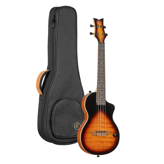 NEO-U-TGB, modèle Ténor, pan coupé, EQ MagusExpress, table érable flammé, corps okoumé, manche érable, housse, tobacco burst