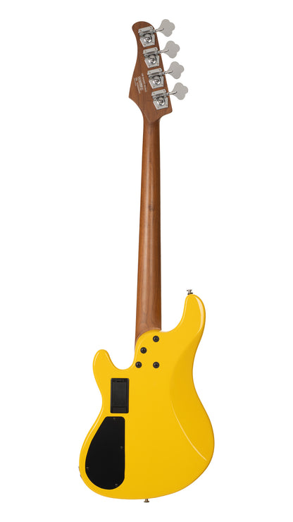 GB-SC4, basse short scale 4 cordes, corps peuplier, humbucker Cort Powersound, préampli Markbass MB-1, yellow crush