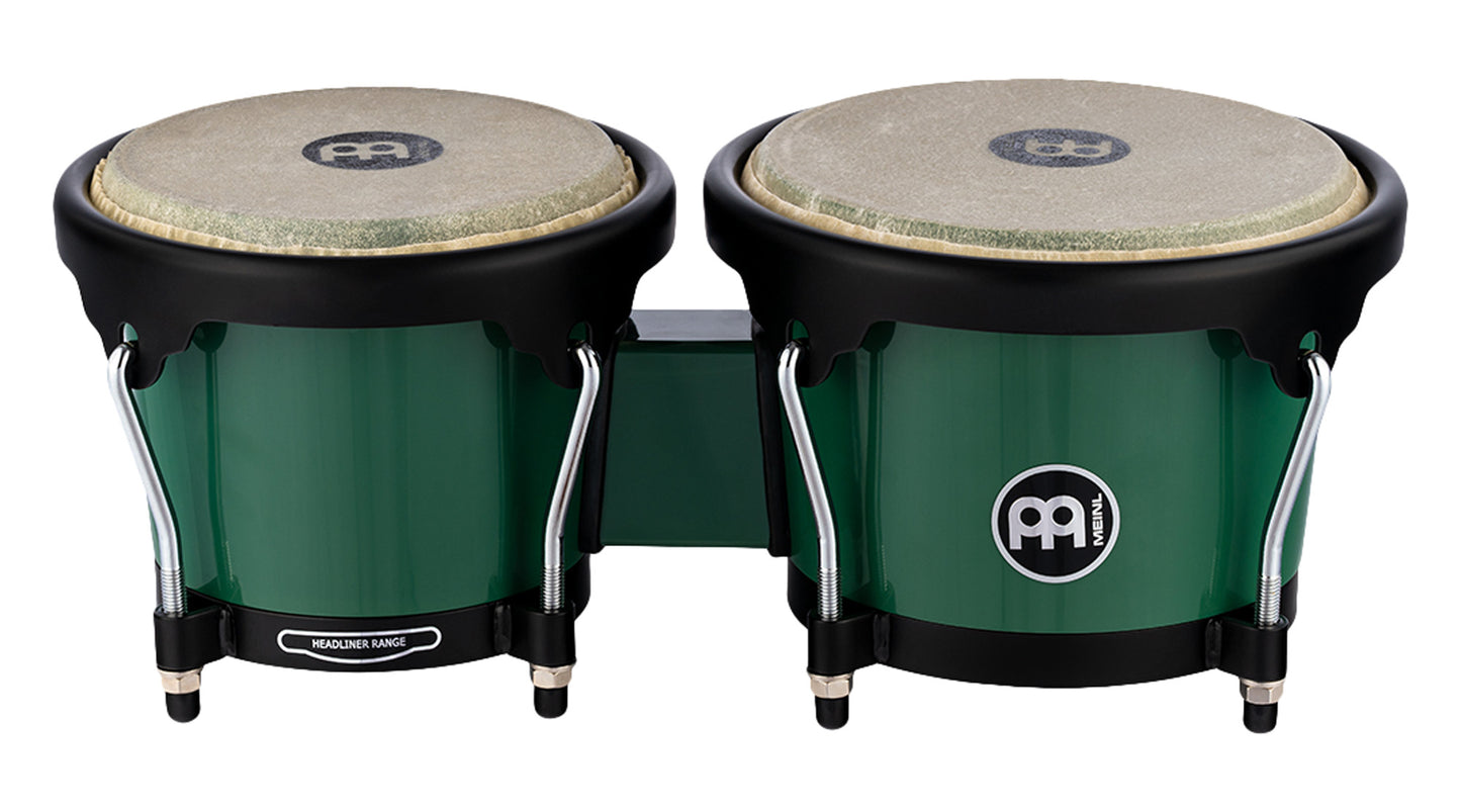 Bongos Journey 6" 1/2 & 7" 1/2, fûts ABS, peaux buffle sélectionnées, cercles arrondis, accastillage noir poudré, Forest Green