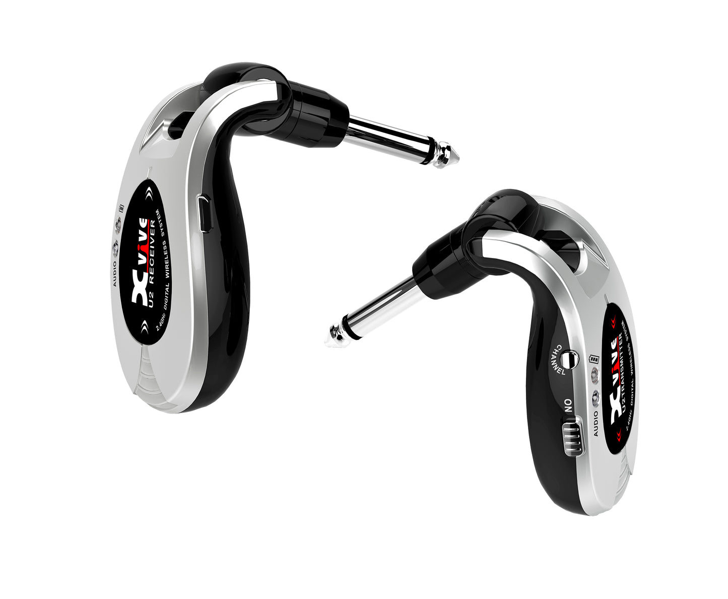 Système sans-fil pour guitare U2, bande de fréquence 2.4 GHz, conversion A/D 24-bit, câble USB, argent