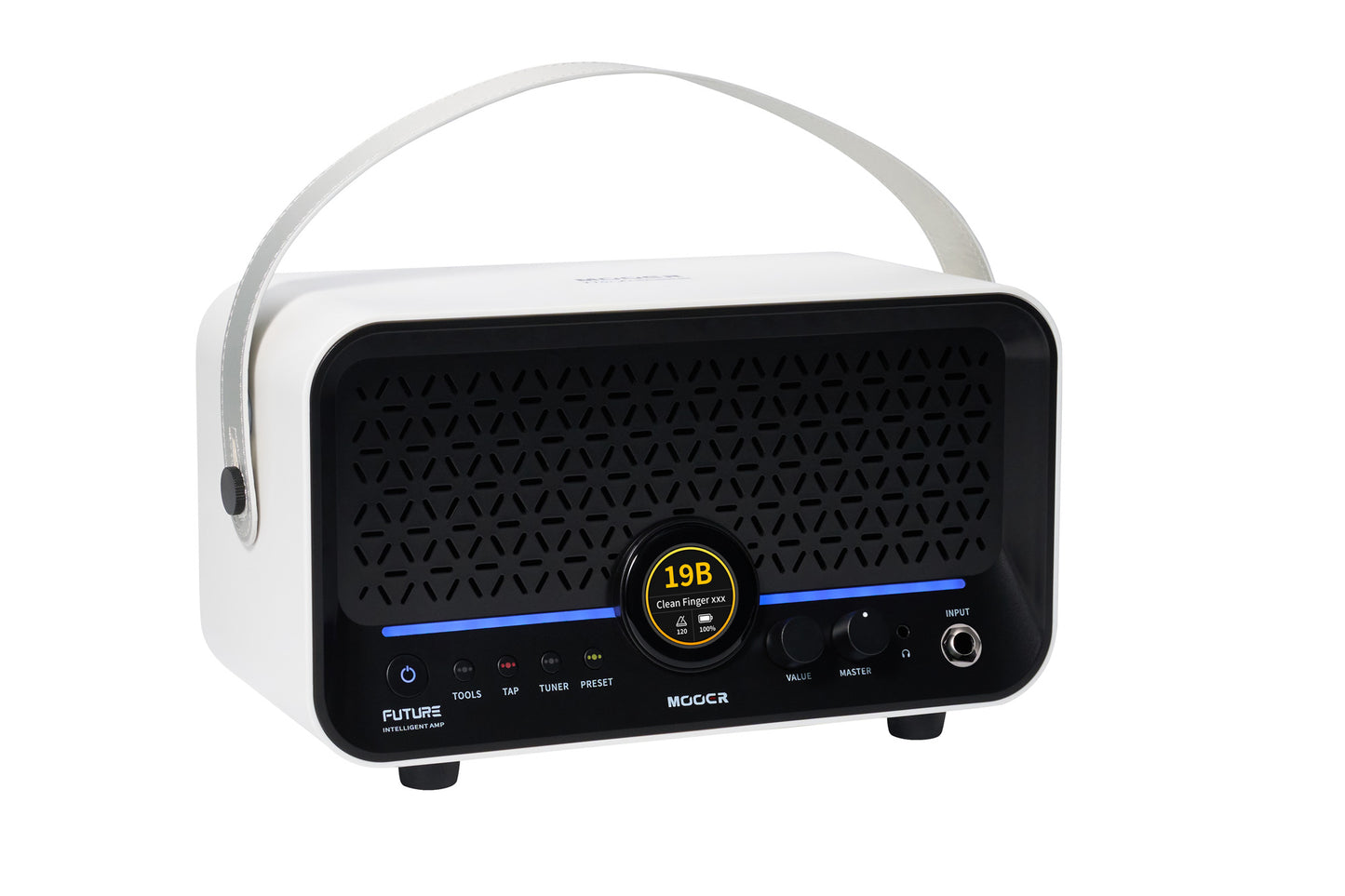 Ampli F15i Li, 15W, écran tactile, 55 modélisations d'amplis, 69 effets, batterie rechargeable, Bluetooth, USB-C, blanc