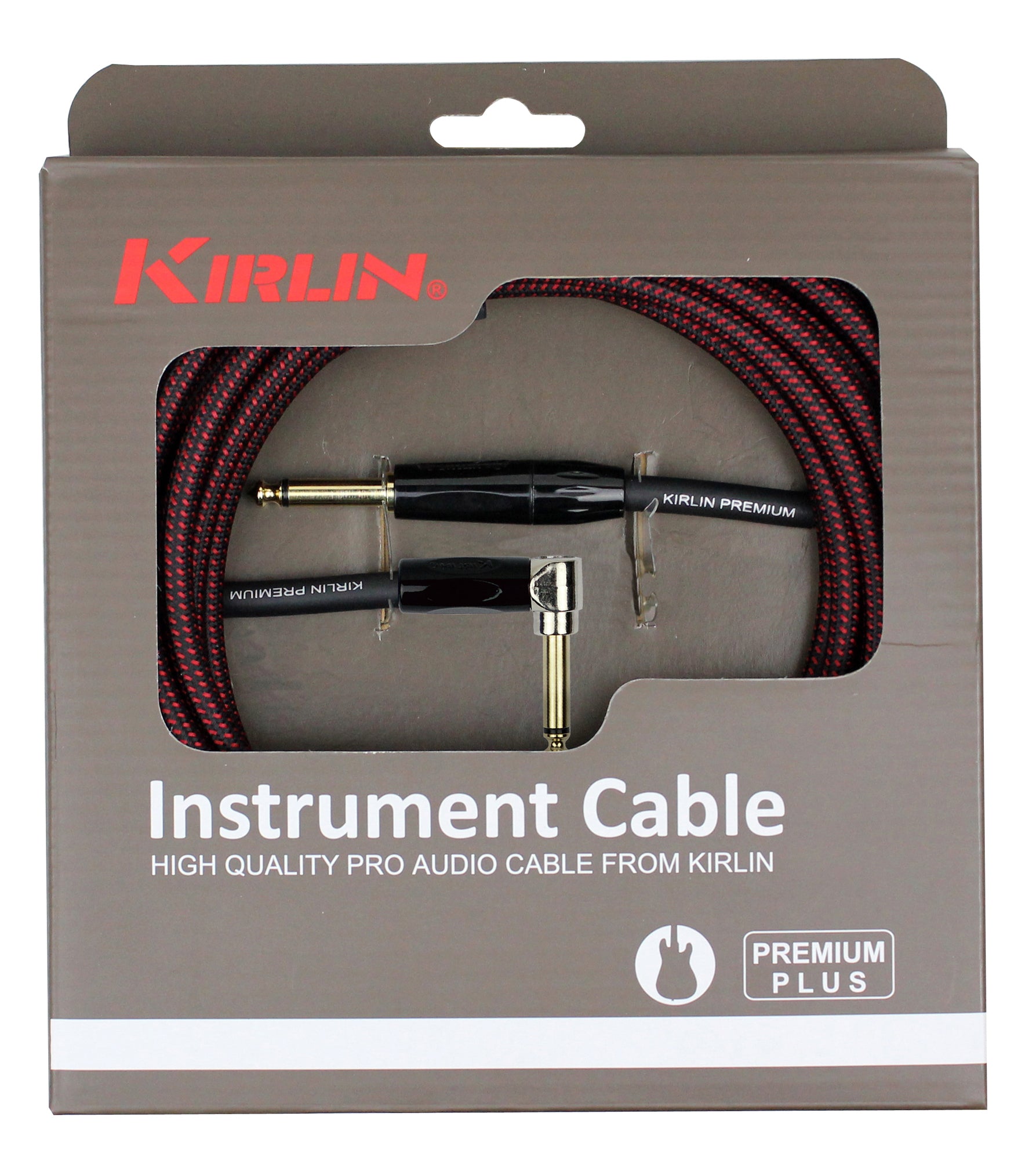 Câble instrument PREMIUM PLUS Jack/Jack coudé, 3 mètres, noir et rouge