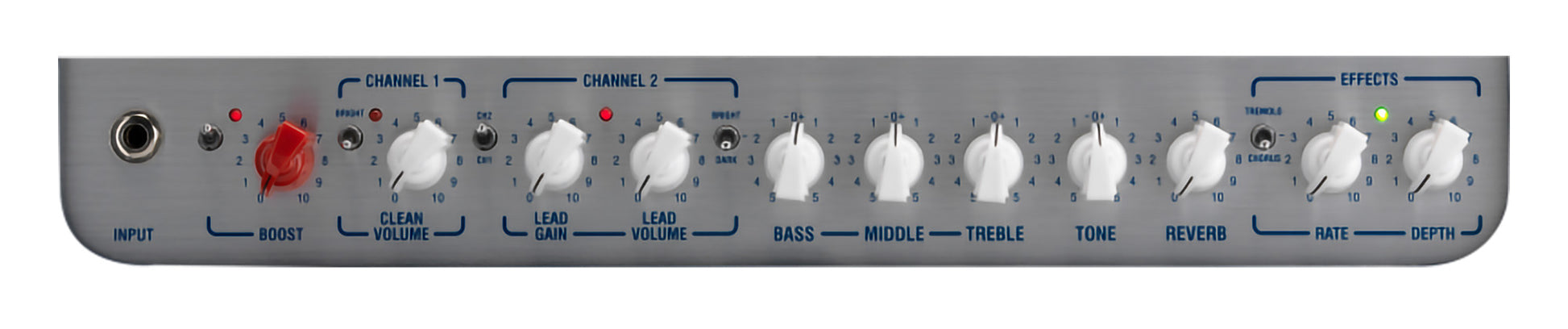 Ampli guitare électrique 60W, 1x HP 12" HH, 2 canaux, EQ 3 bandes, réverb, tremolo, chorus,  boucle d'effet, 11.8 kg, bleu