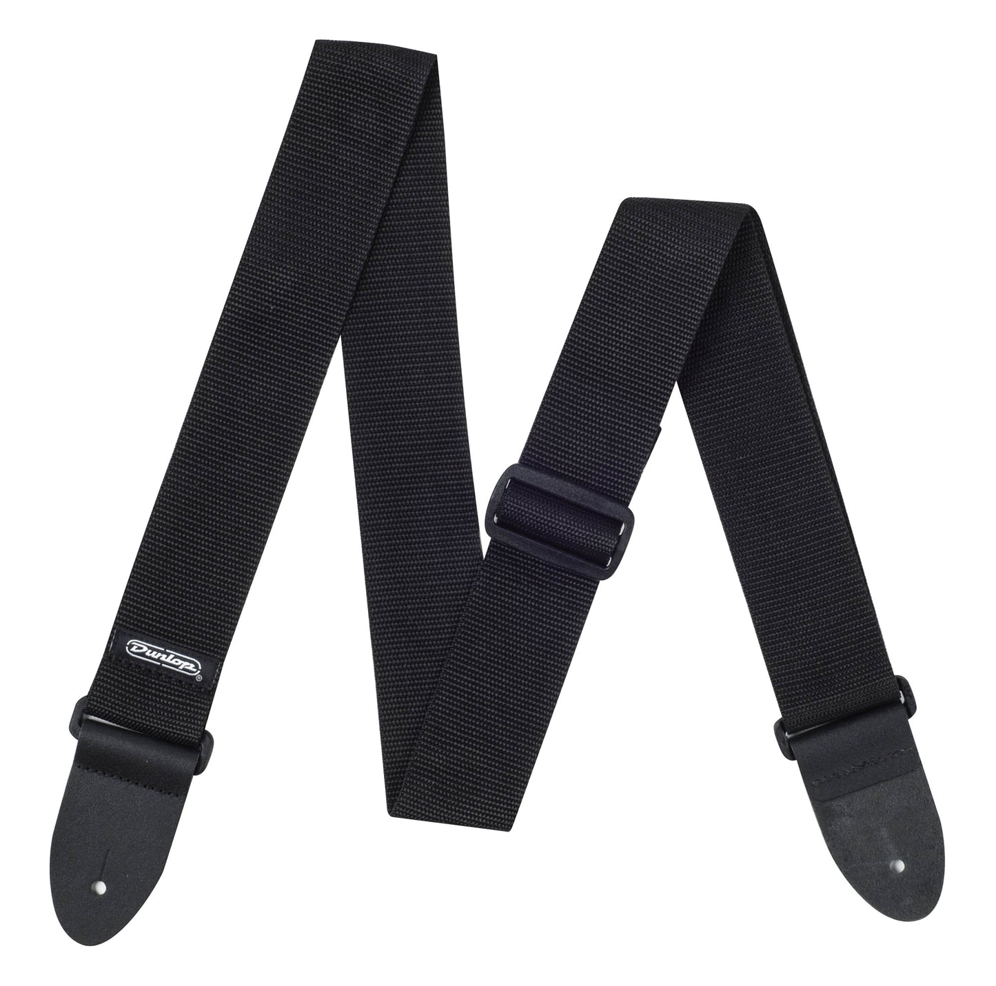 Courroie nylon modèle POLY BLACK, extrémités cuir, largeur 5 cm, noir