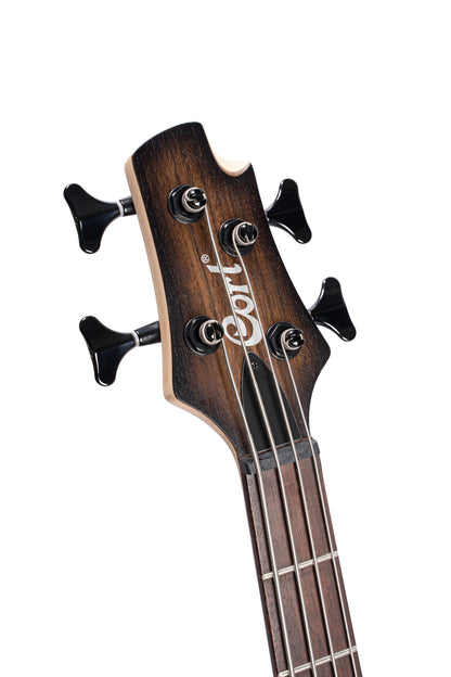 C4 Plus OVMH, corps acajou avec table ovangkol/érable, micros Bartolini MK-1 et préampli Markbass, brun antique dégradé