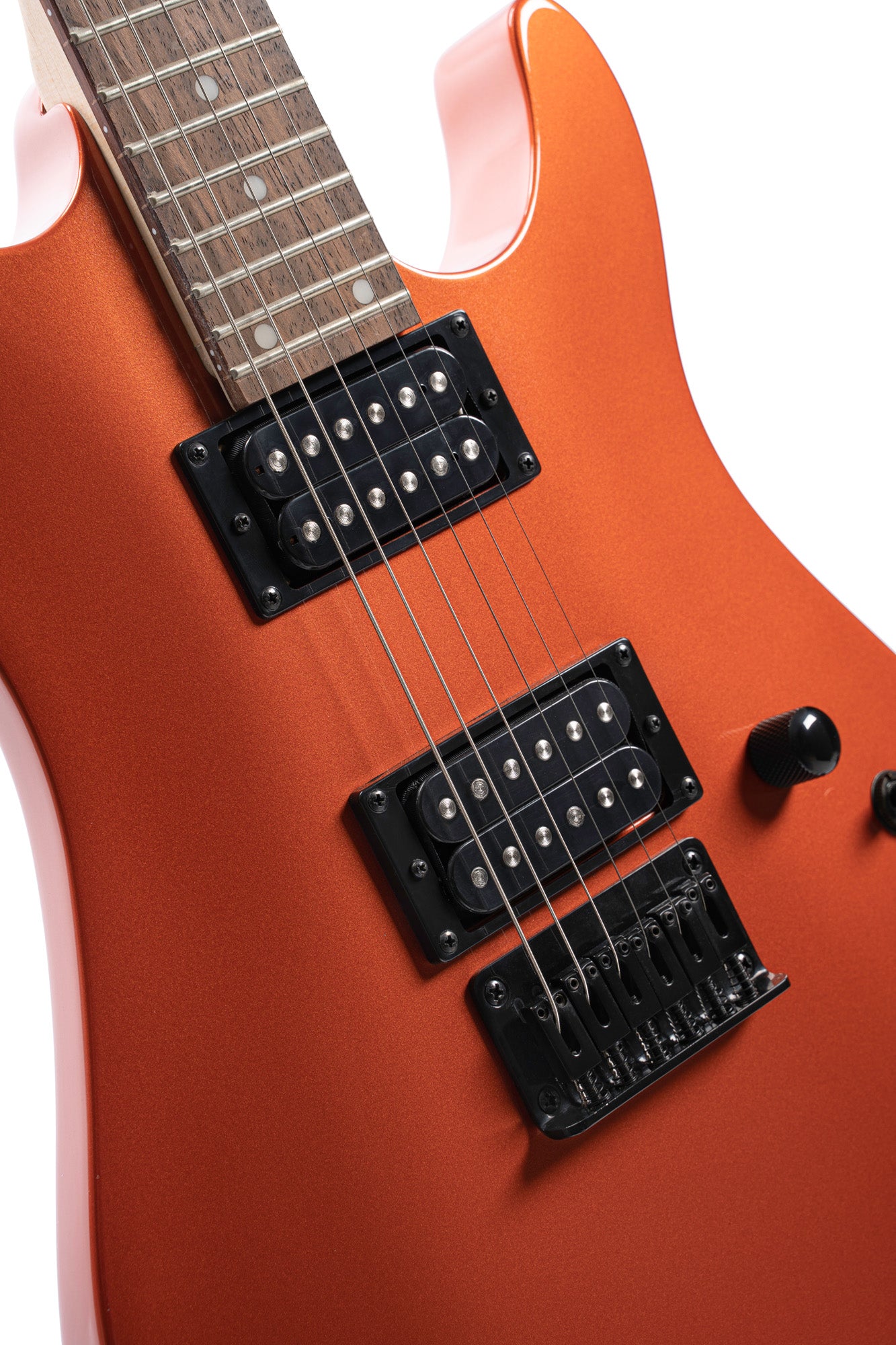 KX100, corps tilleul, manche vissé érable, touche jatoba, 2 micros doubles Powersound, iron oxide