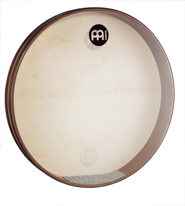 Sea Drum 20" x 2.75", corps hévéa, 1 peau chèvre, 1 peau synthétique, avec billes métalliques et trou scellable, African Brown