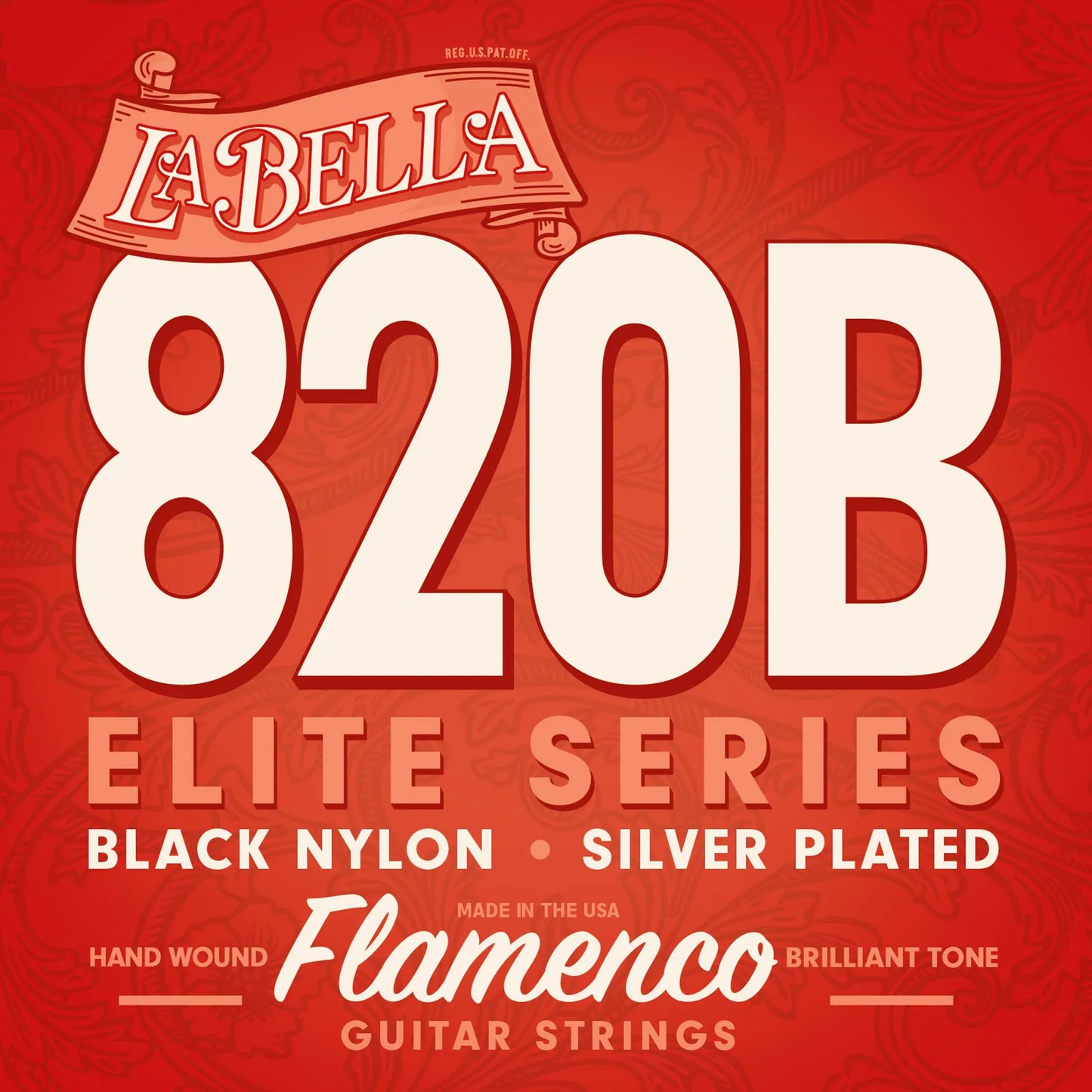Jeu pour guitare classique ELITE 820B FLAMENCO, aigus nylon noir, basses filées plaqué argent, tension Medium