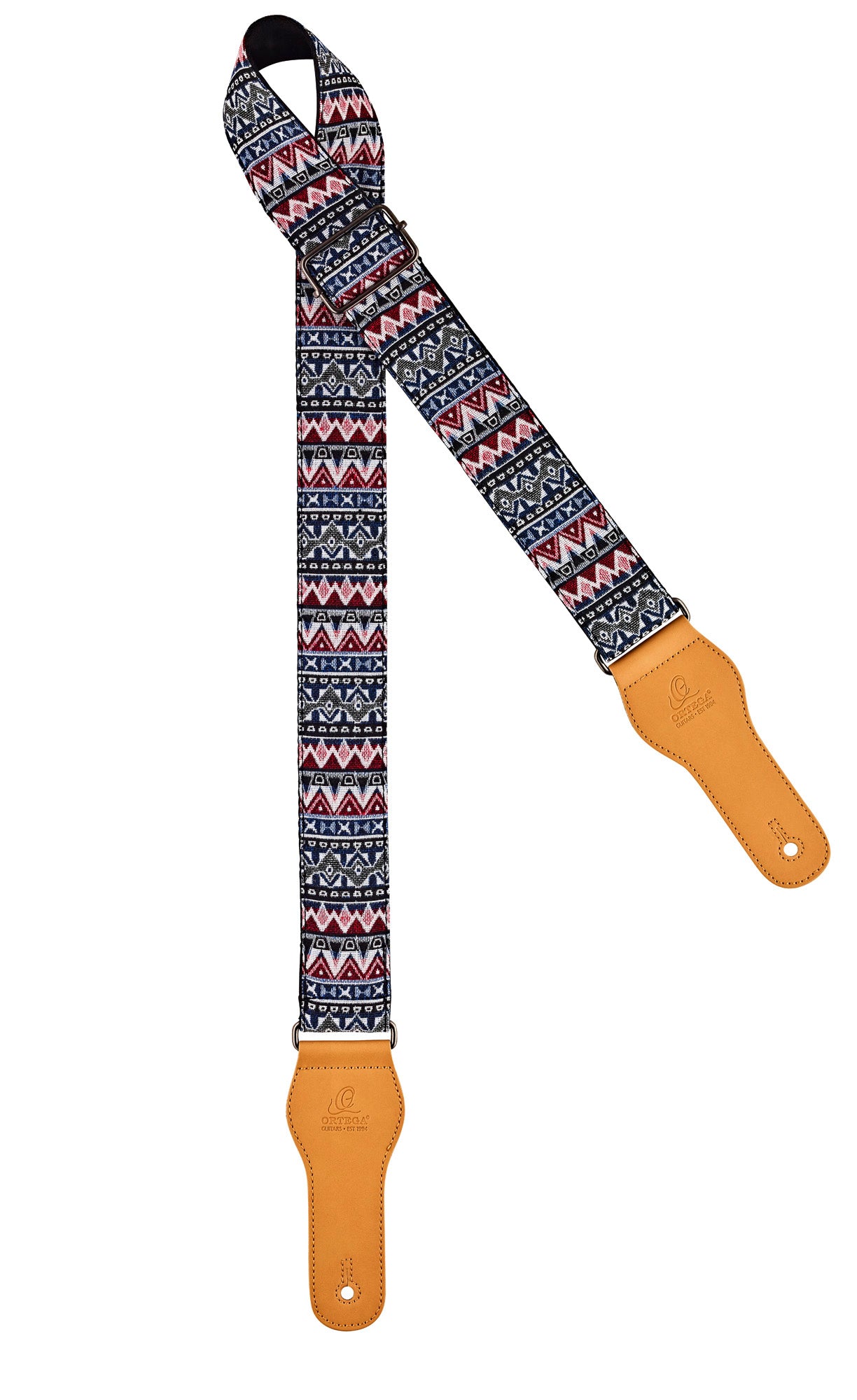 Courroie guitare, 100% coton, extrémités simili cuir, largeur 4.9 cm, longueur jusqu'à 158 cm, indian arts