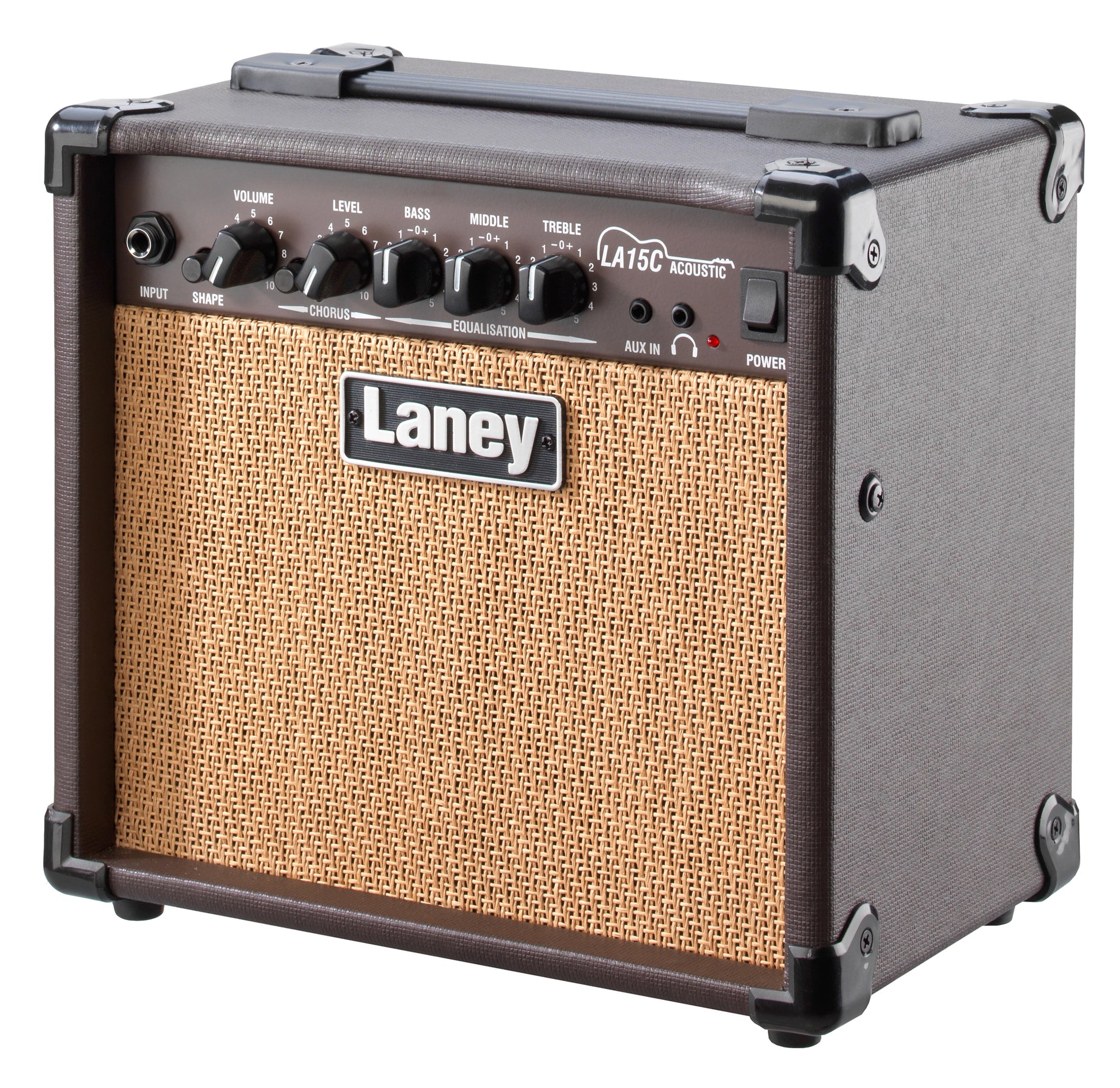 Ampli guitare acoustique 15W, 2x HP 5", 1 canal avec chorus commutable, EQ 3 bandes, switch Shape, 6.5 kg, brun