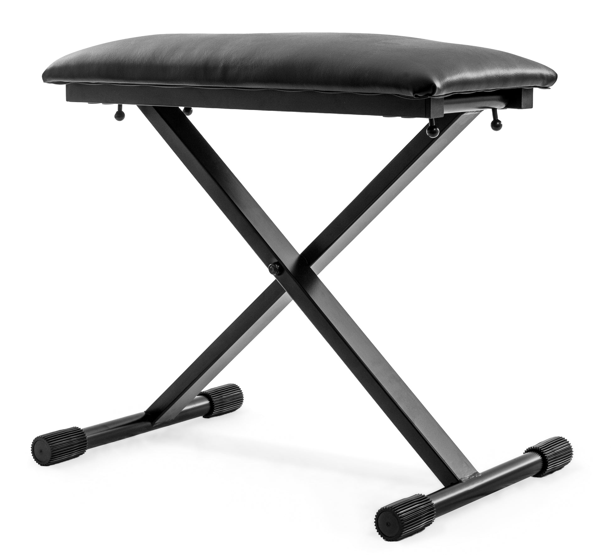 Banquette clavier en X, assise 26 x 54 cm rembourrée mousse 2.5 cm, jusqu'à 100 kg (hauteur: 45 - 59 cm), noir