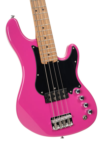 GB-SC4, basse short scale 4 cordes, corps peuplier, humbucker Cort Powersound, préampli Markbass MB-1, fandago purple