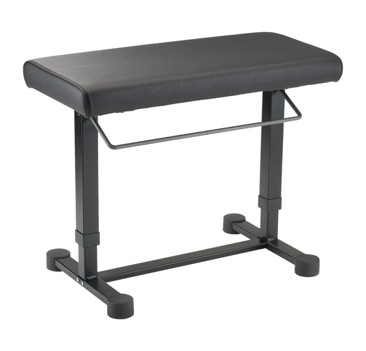 Banquette clavier, assise simili cuir: 66 x 33 cm, hauteur: 45 à 61 cm, taille replié: 66 x 38 x 45.5 cm, poids: 11.7 kg, noir