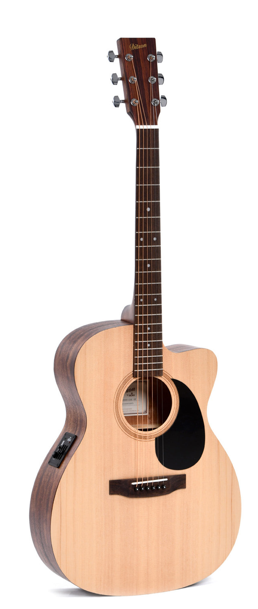 Modèle 000C-10E, Forme 000 pan coupé, table épicéa Sitka, fond & éclisses acajou, manche acajou, EQ Sigma, naturel satiné
