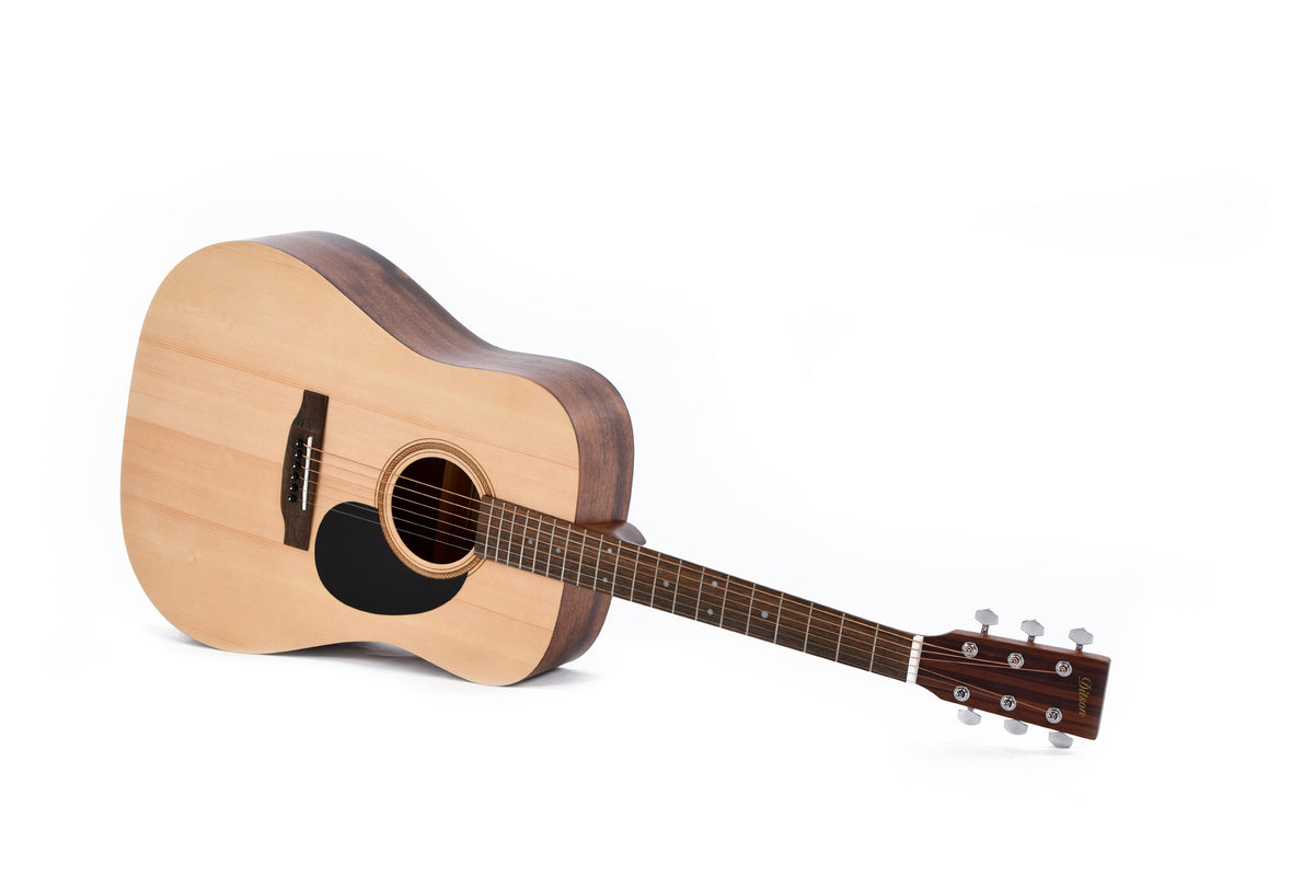 Modèle D-10, Dreadnought, table épicéa Sitka, fond & éclisses acajou, touche laurier, naturel satiné