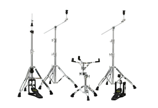 Pack accessoires Armory, pédale charleston, 2 supports cymbale perche, support caisse claire, pédale grosse caisse, chrome