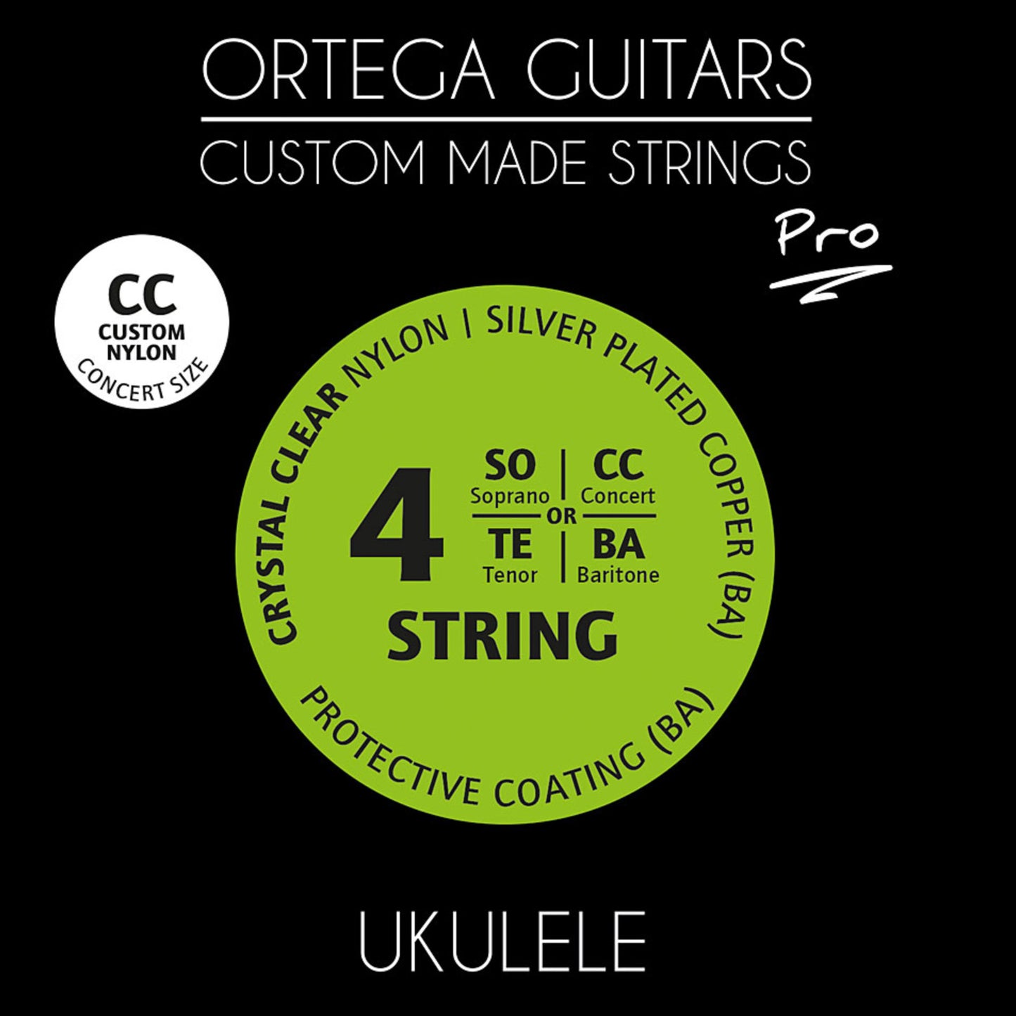 Jeu CUSTOM PRO pour ukulélé concert, nylon Crystal transparent