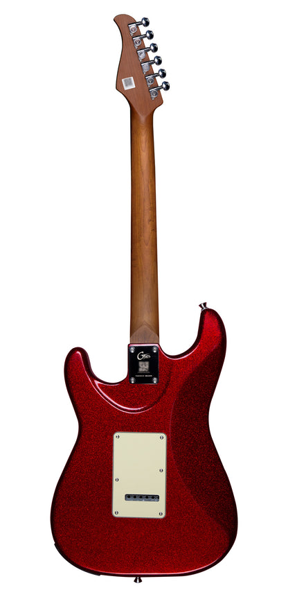 GTRS S800, corps tilleul, manche érable torréfié, touche palissandre, micros et processeur GTRS, metal red