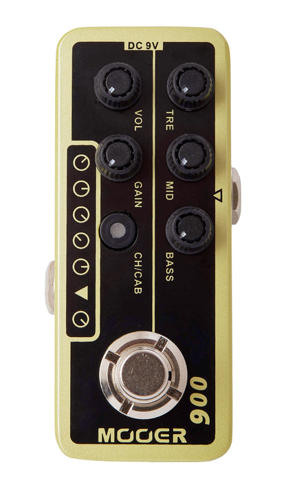 Pédale US CLASSIC DELUXE, préampli numérique type Tweed Blues, deux canaux, EQ 3 bandes par canal, jaune et noir
