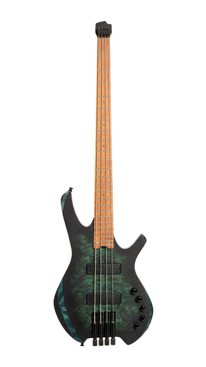 SPACE 4 BSDB, corps érable, table peuplier figuré, manche 7 pièces, micros et EQ Bartolini MK-1, star dust green, housse
