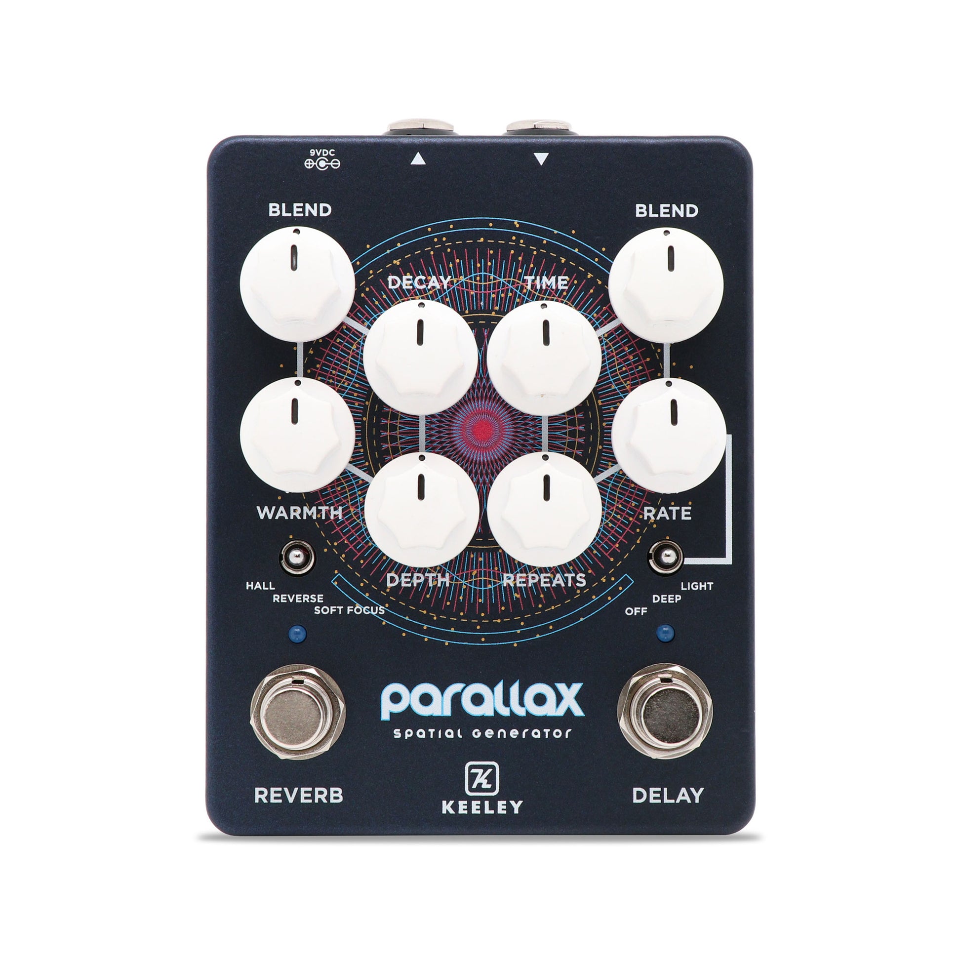 Pédale PARALLAX, série limitée, générateur spatial (délai, écho, réverb, chorus), bleu mat