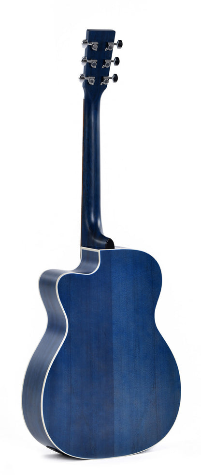 Modèle 000C-10E-TBL, Forme 000 pan coupé, table épicéa Sitka, fond & éclisses acajou, manche acajou, EQ Sigma, bleu satiné