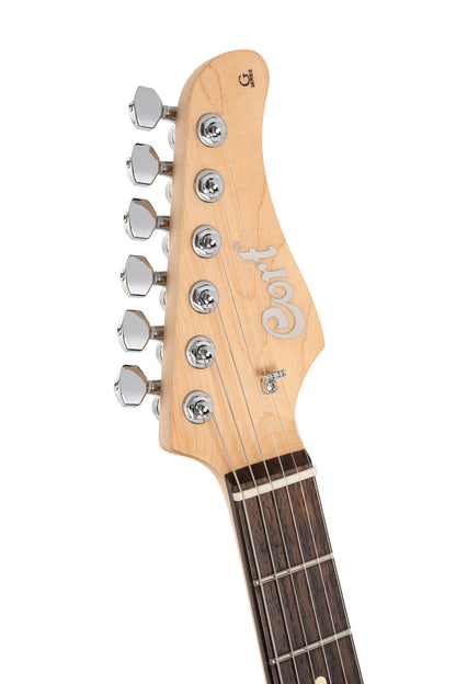 G280 SELECT, corps aulne, table érable flammé, 2 micros simples et 1 double Voiced Tone, trans chameleon purple